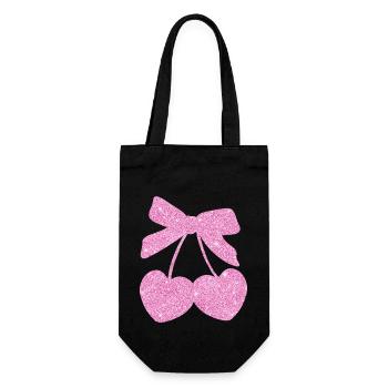 Pink Heart Cherries - Gift Bag for Bottles - black - Front