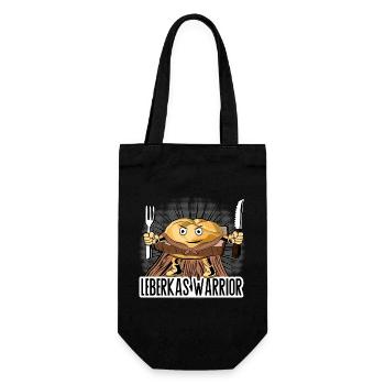Leberkas Warrior – Deftiger Food Humor - Geschenkbeutel für Flaschen - Schwarz - Vorne