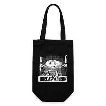 Leberkas Warrior – Deftiger Food Humor - Geschenkbeutel für Flaschen - Schwarz - Vorne