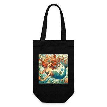 Meerjungfrau Nixe roten Haare Art Nouveau Geschenk - Geschenkbeutel für Flaschen - Schwarz - Vorne