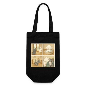 Adorable scene with dogs and cats at home - Gift Bag for Bottles - black - Front