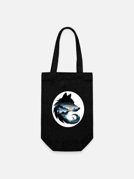 Wolf Landschaft - Geschenkbeutel für Flaschen - Schwarz