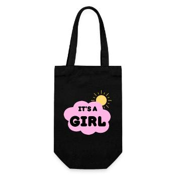 Es Ist Ein Mädchen, Baby Schwangerschaft Offenbarung Rosa Wolke - Geschenkbeutel für Flaschen - Schwarz - Vorne