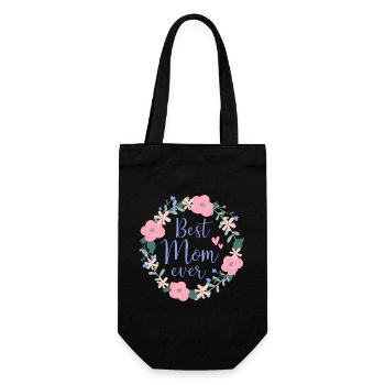 Best Mom ever - lila - Geschenkbeutel für Flaschen - Schwarz - Vorne