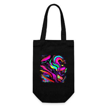 Neon Farben Bunt Kreativ Style Glow - Geschenkbeutel für Flaschen - Schwarz - Vorne