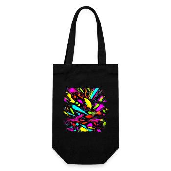 Neon Style 80s Retro Party Color Glow - Geschenkbeutel für Flaschen - Schwarz - Vorne