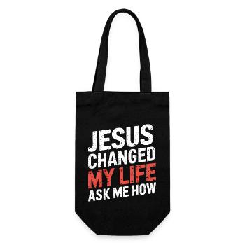 Jesus changed my life! Christian - Gift Bag for Bottles - black - Front