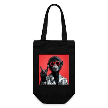 Monkey in red sunglasses making rock gesture - Gift Bag for Bottles - black - Front