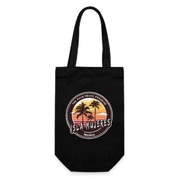 Isla Mujeres Mexiko Palmen Strand Design - Geschenkbeutel für Flaschen - Schwarz - Vorne