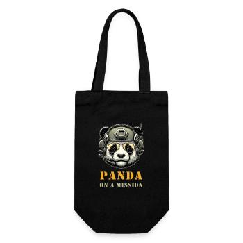 Panda in Mission / Militär - Geschenkbeutel für Flaschen - Schwarz - Vorne