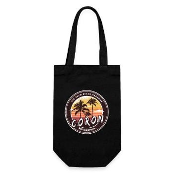Coron Philippines Beach Palm Trees Design - Gift Bag for Bottles - black - Front