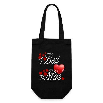 Best Mom, calligraphique avec des cœurs rouge - Sac à bouteille - noir - Devant