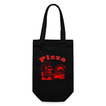 Pizza Schatel Motiv Italiano Italien Cool Fun - Geschenkbeutel für Flaschen - Schwarz - Vorne