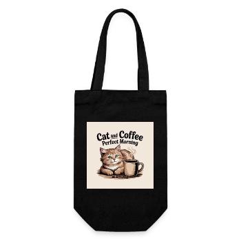 Cat and coffee is a perfect morning - Gift Bag for Bottles - black - Front