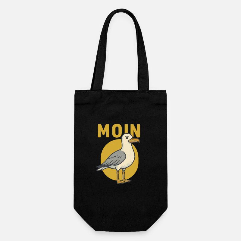 Moin Möwe - Geschenkbeutel für Flaschen - Schwarz