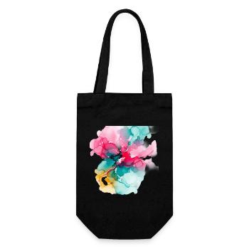 Abstract Watercolor Bloom: Vivid Color Explosion - Gift Bag for Bottles - black - Front