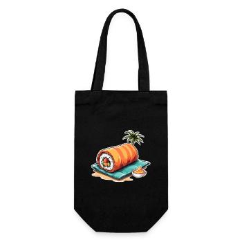 Rouleau de sushi tropical - Conception d’aliments de dessin animé amusant - Sac à bouteille - noir - Devant