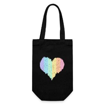 Regenbogen Herz Pastellfarben Pride Monat LGBTQ+ - Geschenkbeutel für Flaschen - Schwarz - Vorne