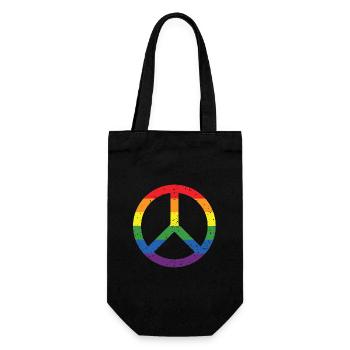 Rainbow Peace Symbol Pride Flag LGBTQ+ Grunge - Gift Bag for Bottles - black - Front