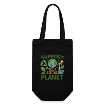 Support Your Local Planet – Environmental Design - Gift Bag for Bottles - black - Front
