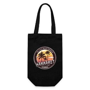 Hammamet Palmen Vintage Design - Geschenkbeutel für Flaschen - Schwarz - Vorne