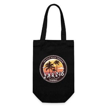 Zarzis Palmen Vintage Design - Geschenkbeutel für Flaschen - Schwarz - Vorne