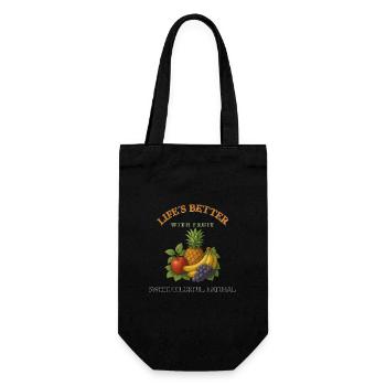 Das Leben ist schöner mit Obst – retro, frisch, bunt - Geschenkbeutel für Flaschen - Schwarz - Vorne