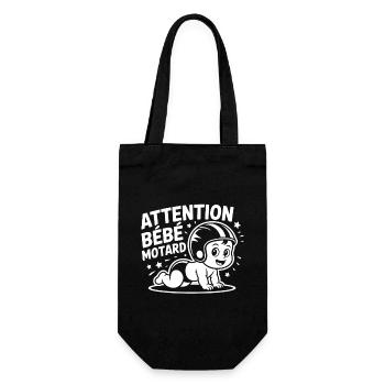ATTENTION BÉBÉ MOTARD – T-shirt bébé humour moto - Sac à bouteille - noir - Devant