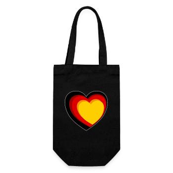 3D-Herz in Schwarz-Rot-Gold - Geschenkbeutel für Flaschen - Schwarz - Vorne