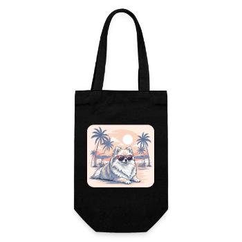 Pomeranian Dog with Glasses on Beach - Gift Bag for Bottles - black - Front