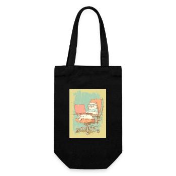 Homeoffice Level: Katze - Geschenkbeutel für Flaschen - Schwarz - Vorne