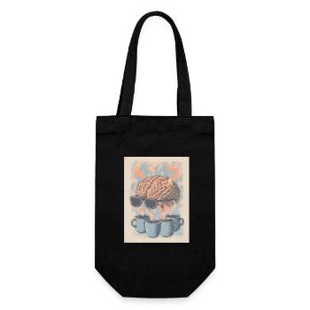 Kaffee = Gehirn an! - Geschenkbeutel für Flaschen - Schwarz - Vorne