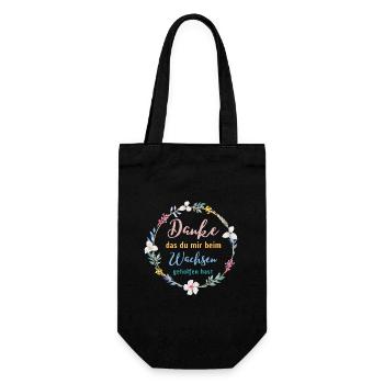 Danke das du mir beim Wachsen geholfen hast! - Geschenkbeutel für Flaschen - Schwarz - Vorne