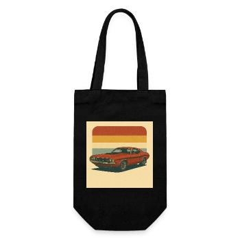 Retro muscle car design on vintage background - Gift Bag for Bottles - black - Front