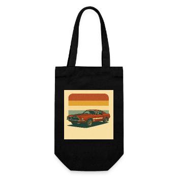 Retro Shelby with Vintage Flag - Gift Bag for Bottles - black - Front
