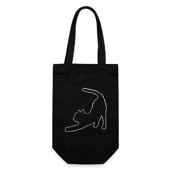 Outlines gestreckte katze - Geschenkbeutel für Flaschen - Schwarz - Vorne