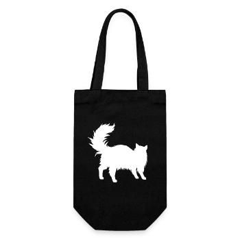 katzen silhouette langhaarig - Geschenkbeutel für Flaschen - Schwarz - Vorne