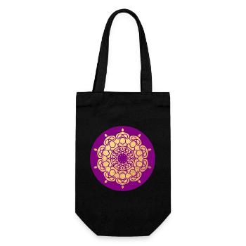 Yoga Ornament Blüte Sonne Mandala Kreis Gold om - Geschenkbeutel für Flaschen - Schwarz - Vorne