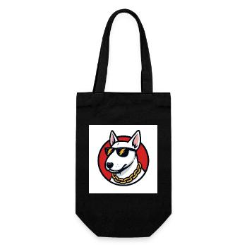 Cooler bullterrier mit Sonnenbrille und Goldkette - Geschenkbeutel für Flaschen - Schwarz - Vorne