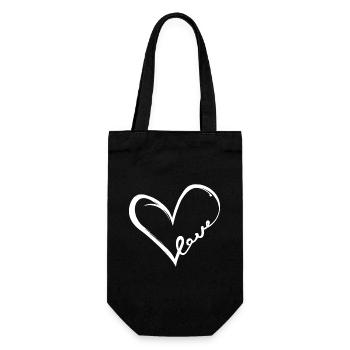 Love Heart (White) - Gift Bag for Bottles - black - Front