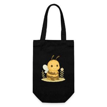 Süße Biene mit Blumenmotiv - Geschenkbeutel für Flaschen - Schwarz - Vorne