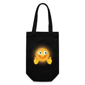 Lustige Sonne – Daumen hoch! - Geschenkbeutel für Flaschen - Schwarz - Vorne