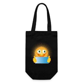 Bright sun with solar panel - Gift Bag for Bottles - black - Front