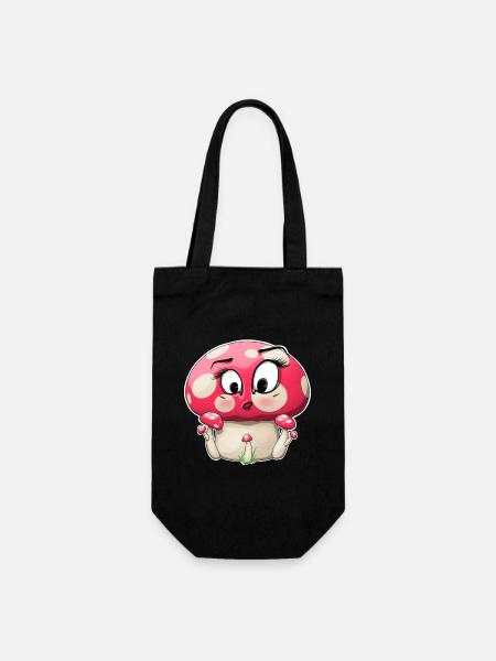 Niedliches rosa Pilz-Charakter-Design - Geschenkbeutel für Flaschen - Schwarz