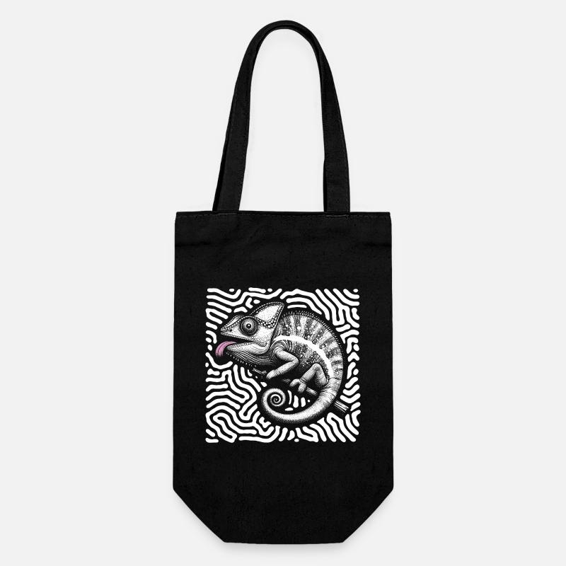 Caméléon art tribal pastel - Sac à bouteille - noir
