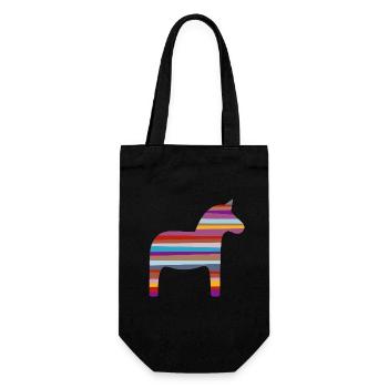Dala Horse Stripes Scandinavian Sweden Kids - Gift Bag for Bottles - black - Front