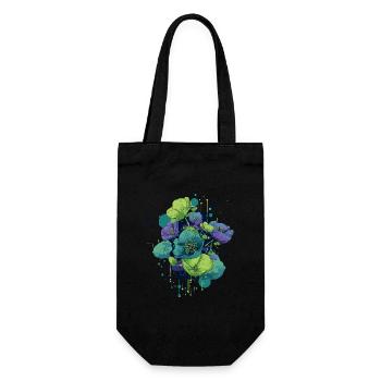 Cyber-Flowers – Futuristic flower illustration. - Gift Bag for Bottles - black - Front