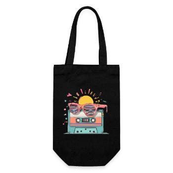 Retro Cassette – Vintage Summer Vibes. - Gift Bag for Bottles - black - Front