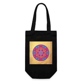 Flower of Life Gold Yoga India om Namaste Mandala - Gift Bag for Bottles - black - Front