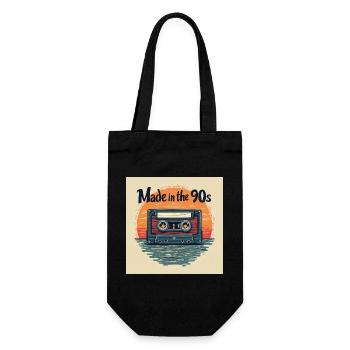 Retro Cassette Audio Design - Gift Bag for Bottles - black - Front